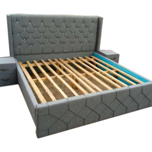 King Size Bed Frame With Two Bed Side Drawers
